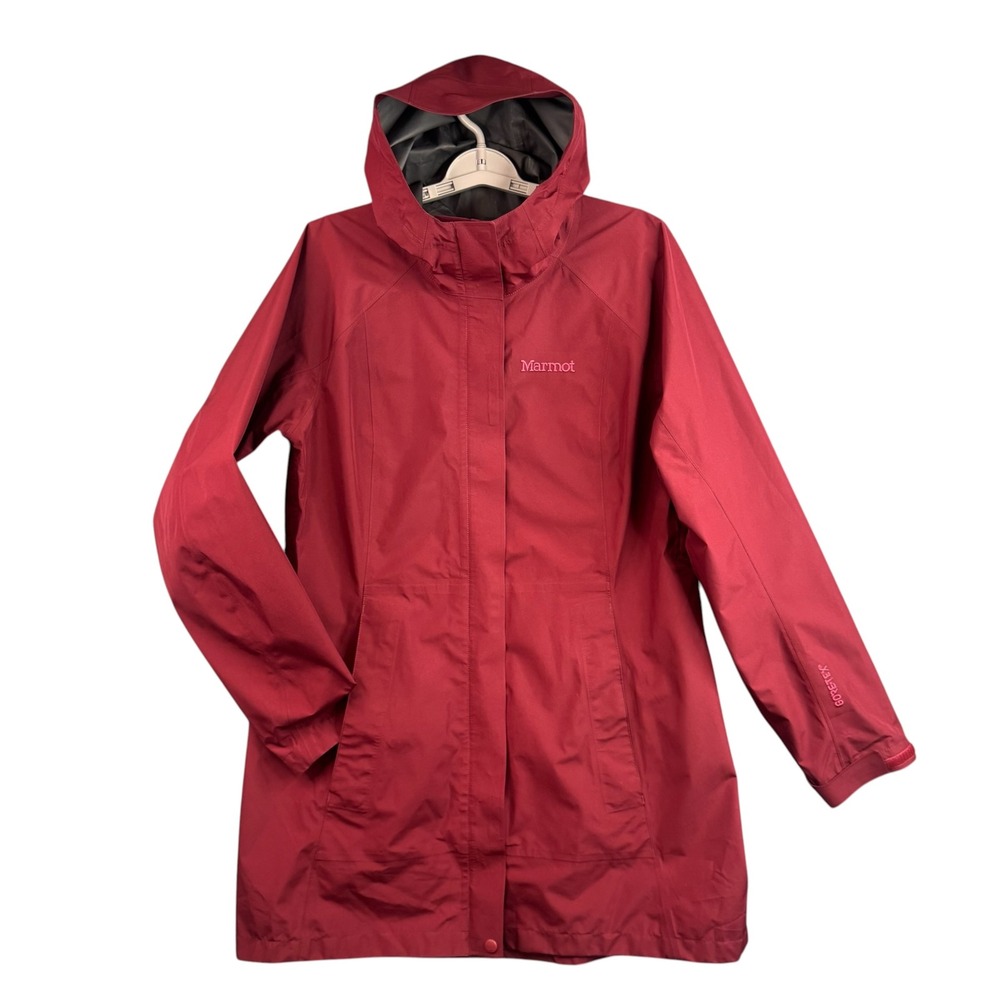 Marmot Essential Gore-Tex Jacket Womens XL Red Hooded Raincoat 31310 Recycled